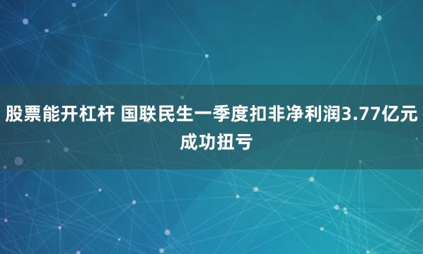 股票能开杠杆 国联民生一季度扣非净利润3.77亿元  成功扭亏