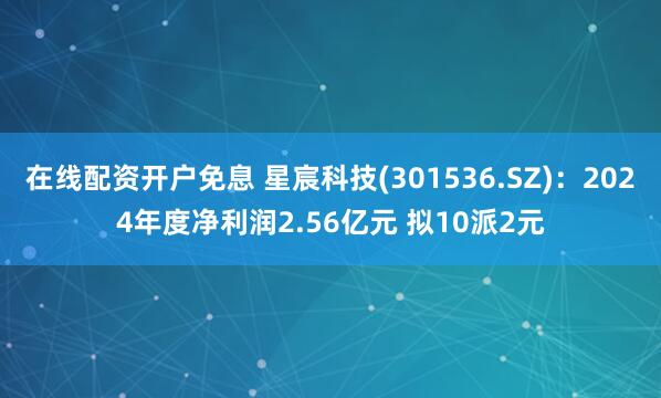 在线配资开户免息 星宸科技(301536.SZ)：2024年度净利润2.56亿元 拟10派2元